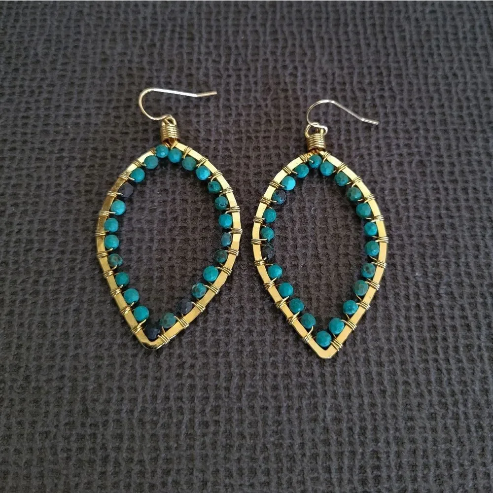 Blue💙-Green💚 Turquoise Teardrop💦 Earrings
